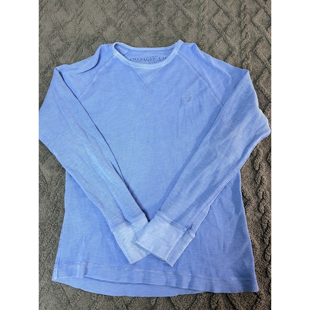 American Eagle Outfitters Vintage Fit Long Sleeve Thermal Shirt Mens Sz L Blue